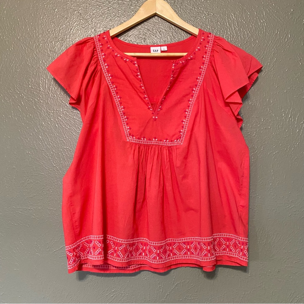 GAP Coral Cotton Embroidered Blouse